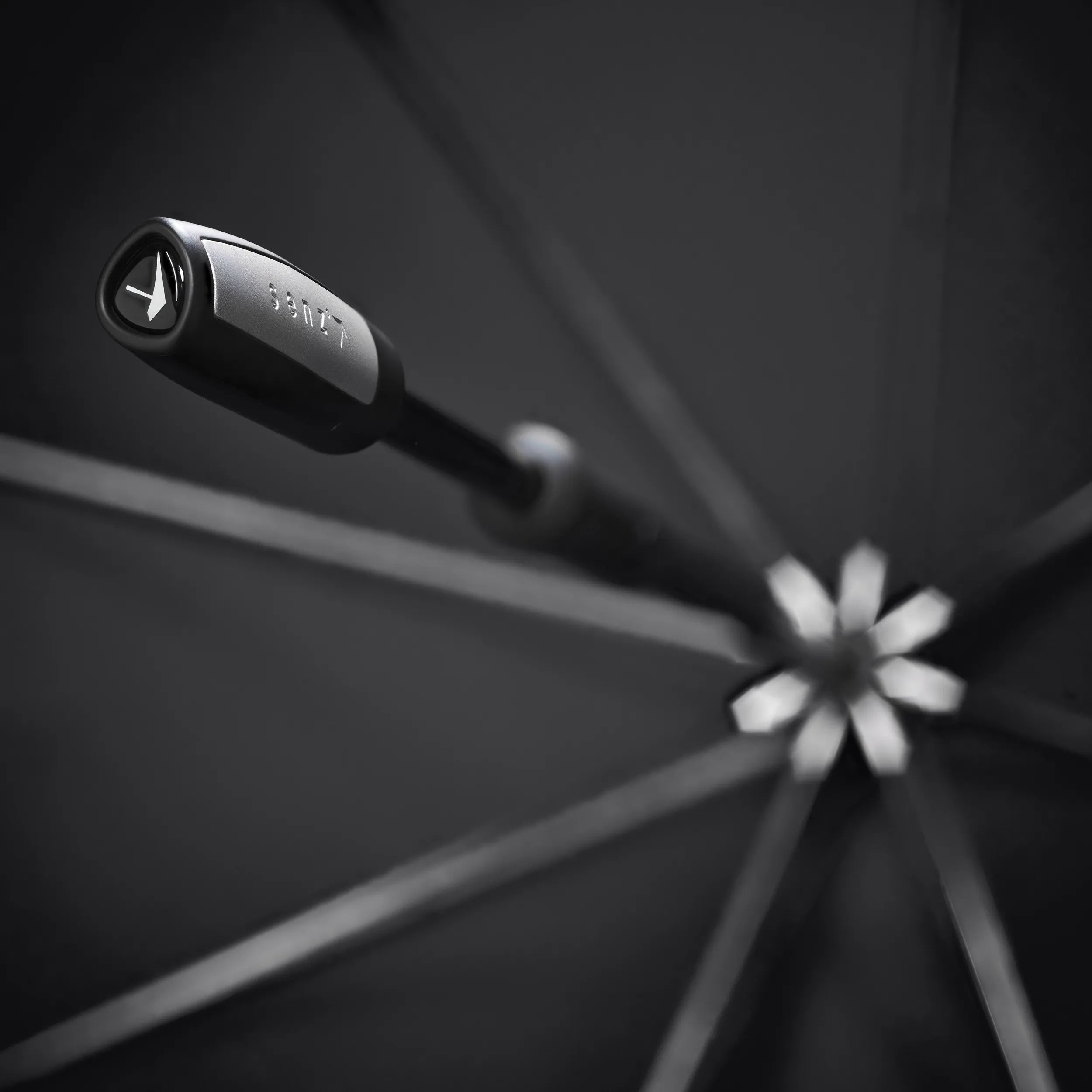 Senz Large Stick Storm Umbrella, Black Reflective