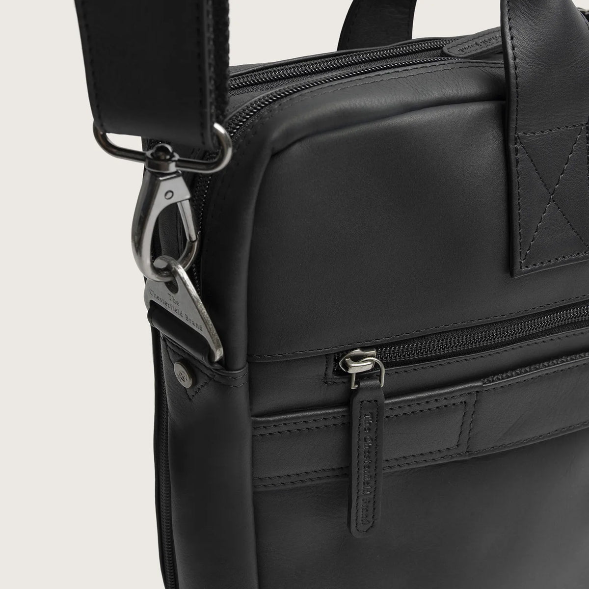 The Chesterfield Brand Frazer Leather Laptop Bag, Svart
