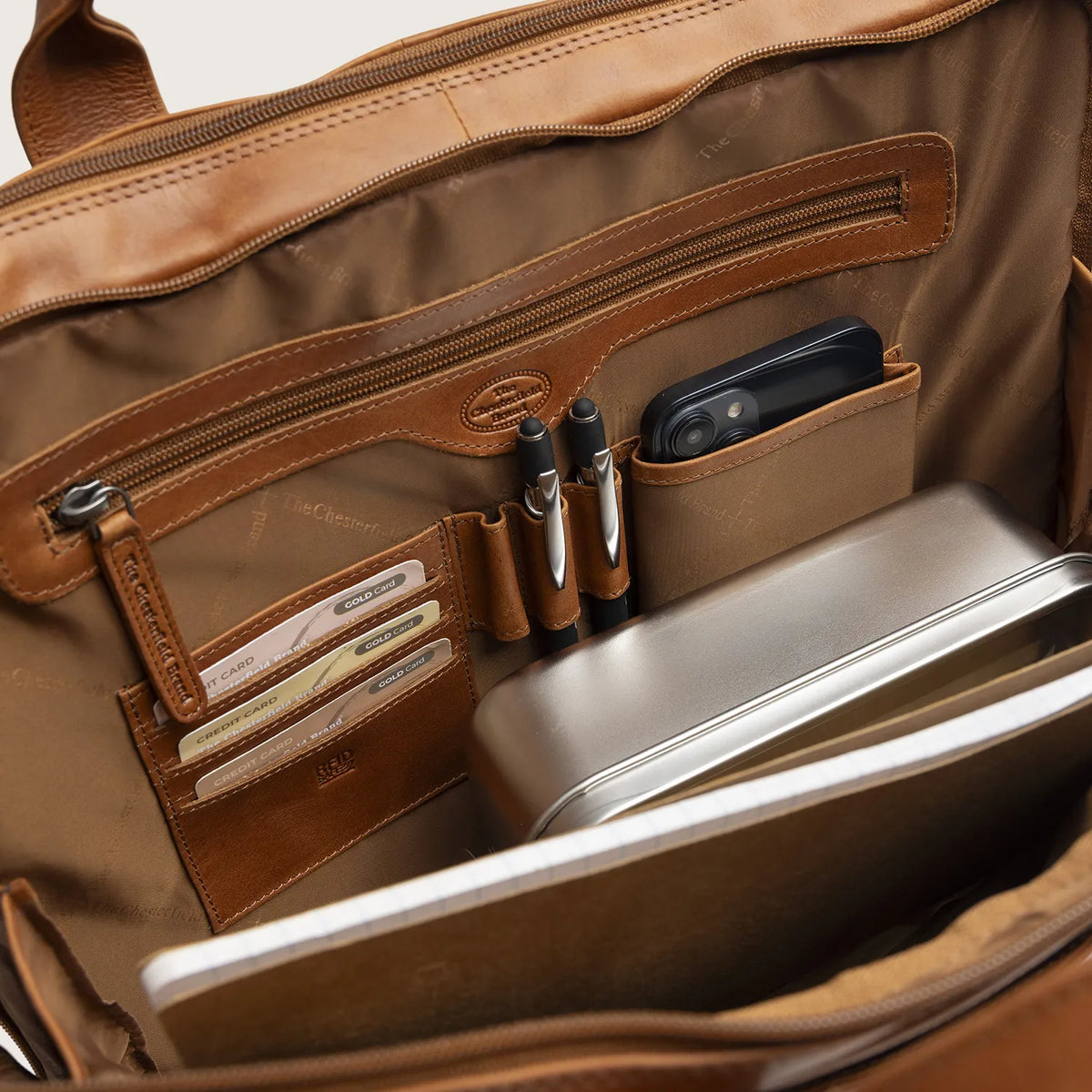 The Chesterfield Brand Frazer Leather Laptop Bag, Cognac
