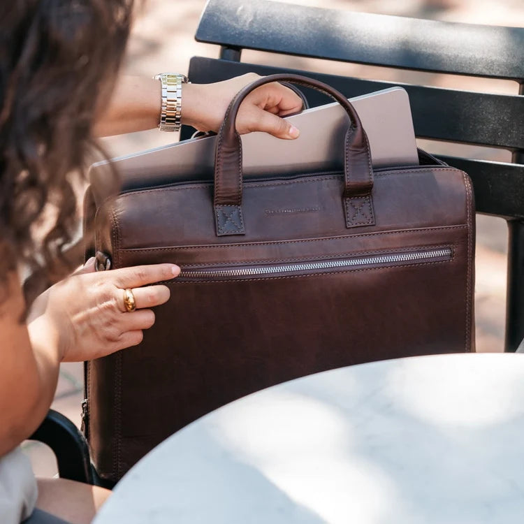 The Chesterfield Brand Levanto Leather Laptop Bag, Brun