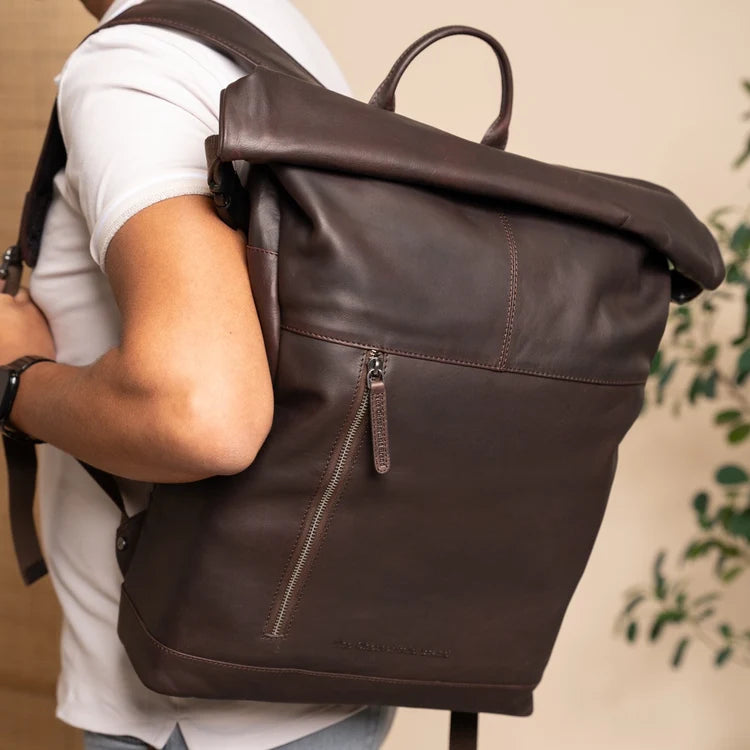 The Chesterfield Brand Liverpool Leather Roll-top Ryggsäck, Brun