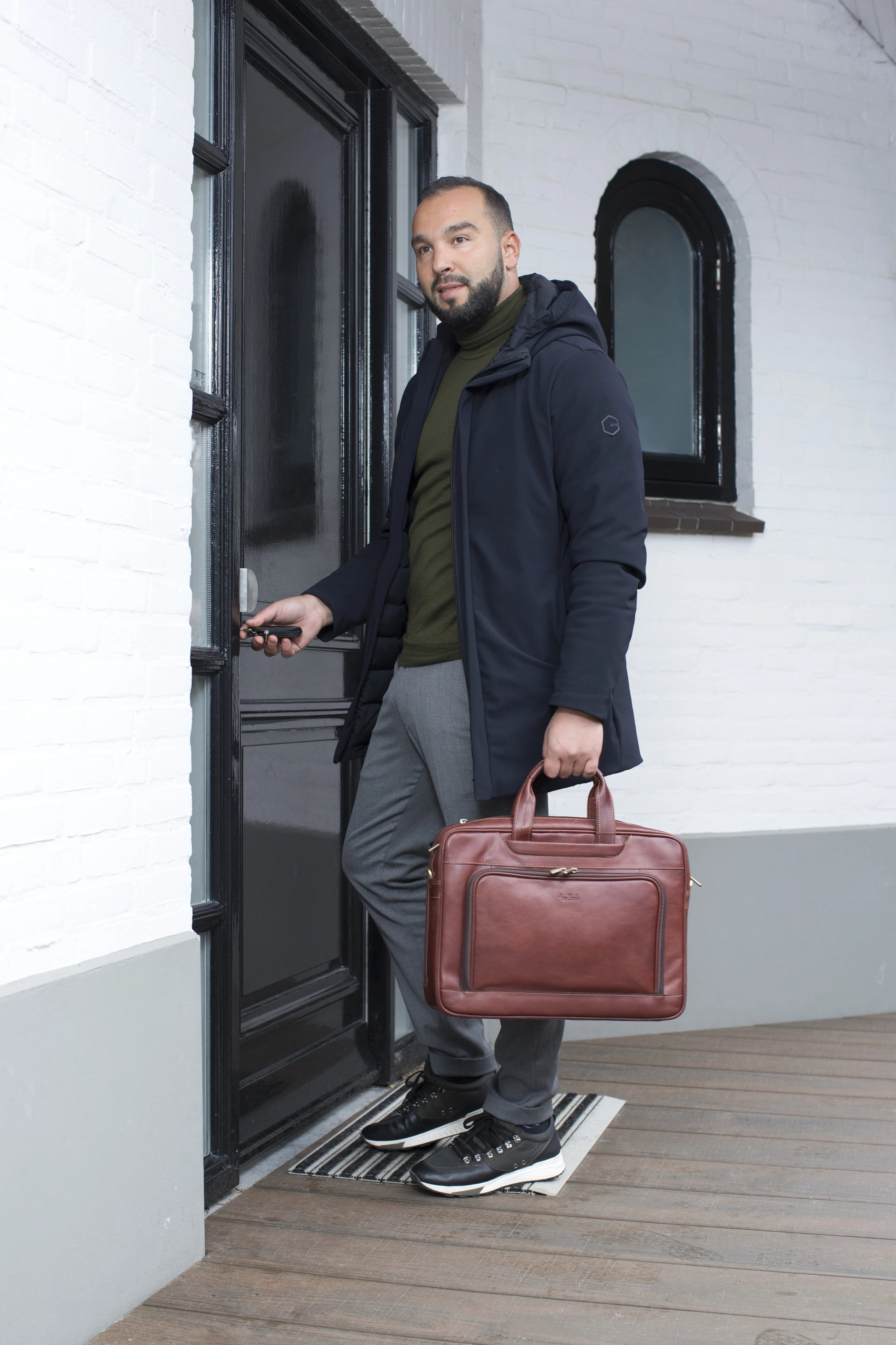 Tony Perotti 2 Compartment Laptop Briefcase 42 cm, Dark Brown