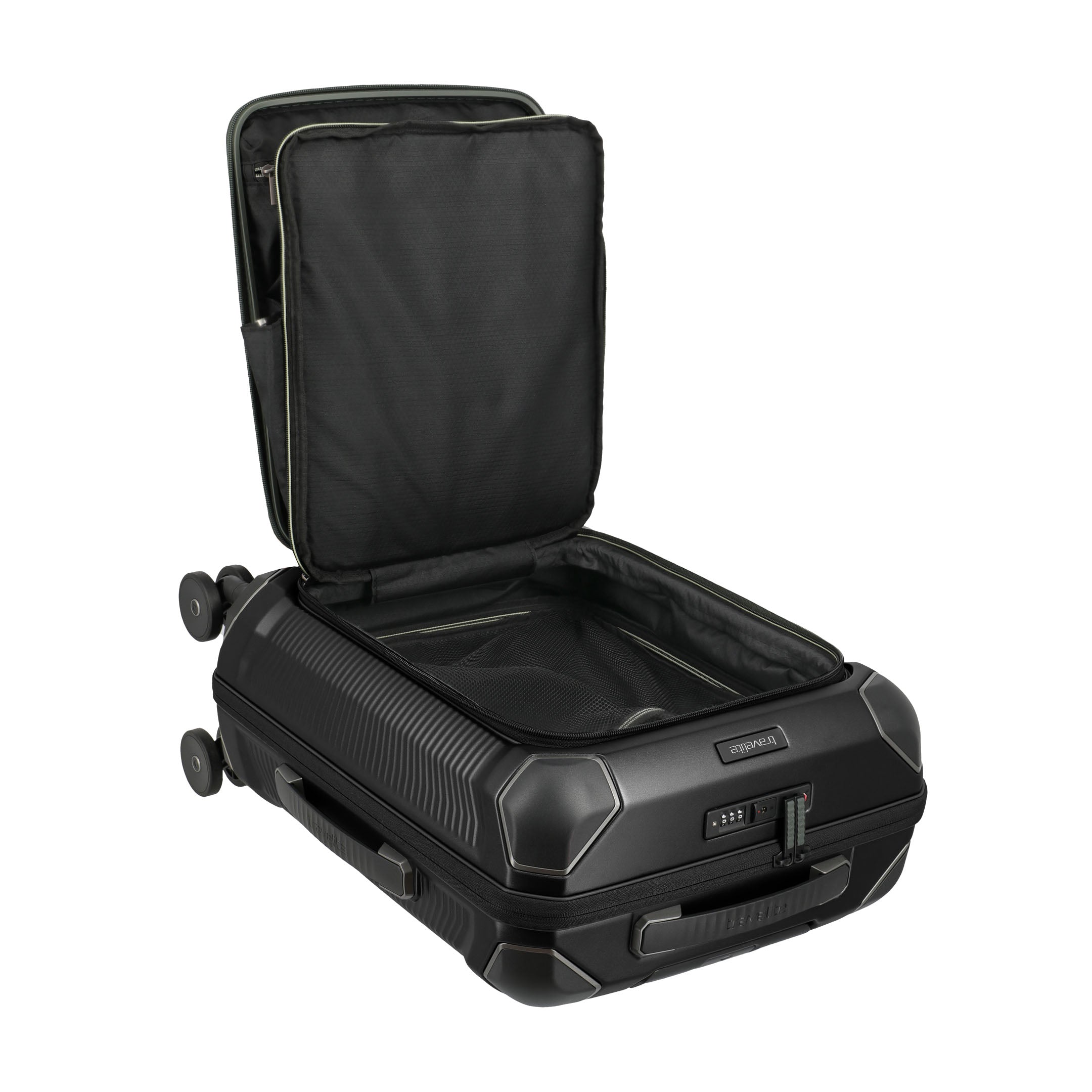 Travelite Millennium Trolley S+ – Kabinväska 55 cm med ytterfack, Black