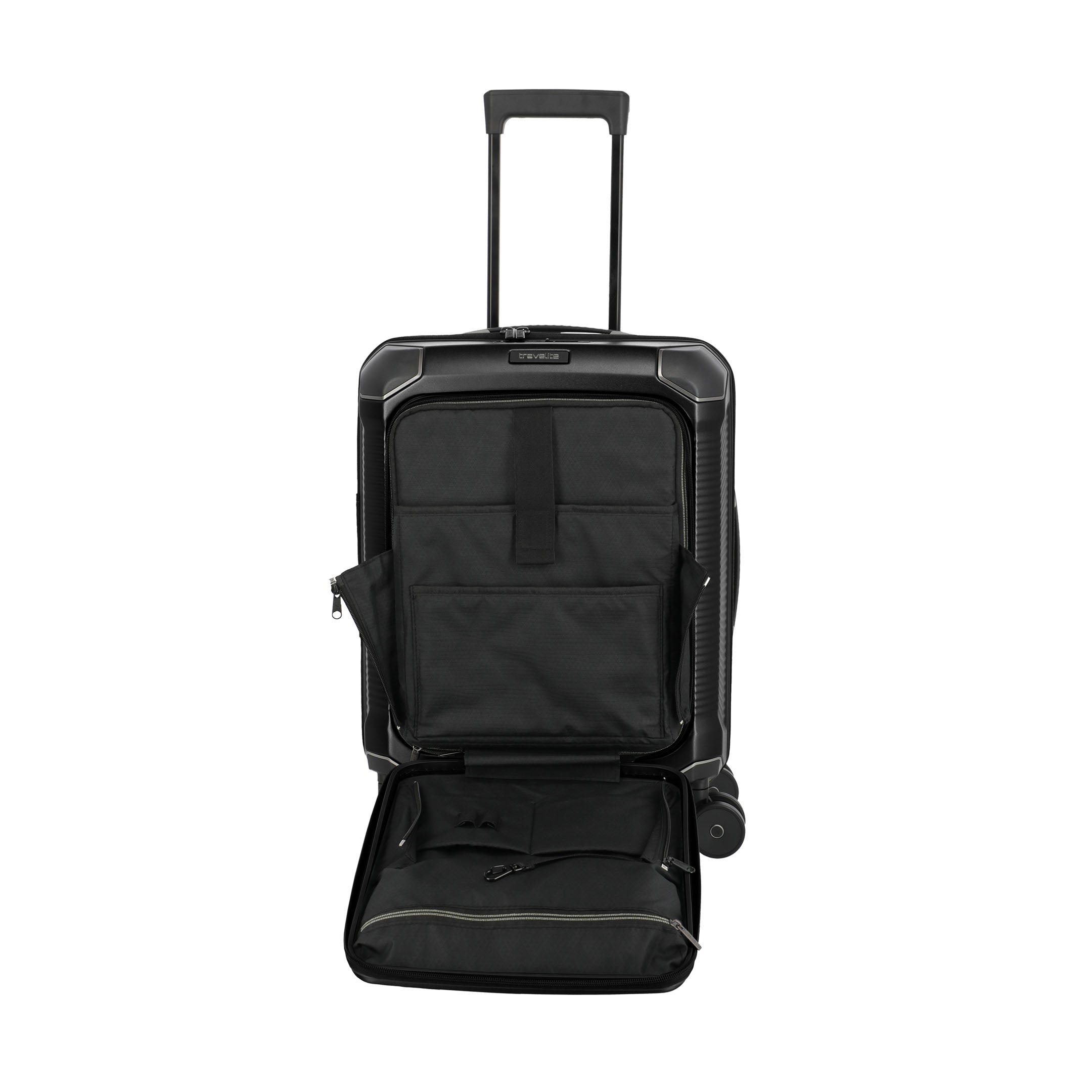 Travelite Millennium Trolley S+ – Kabinväska 55 cm med ytterfack, Black