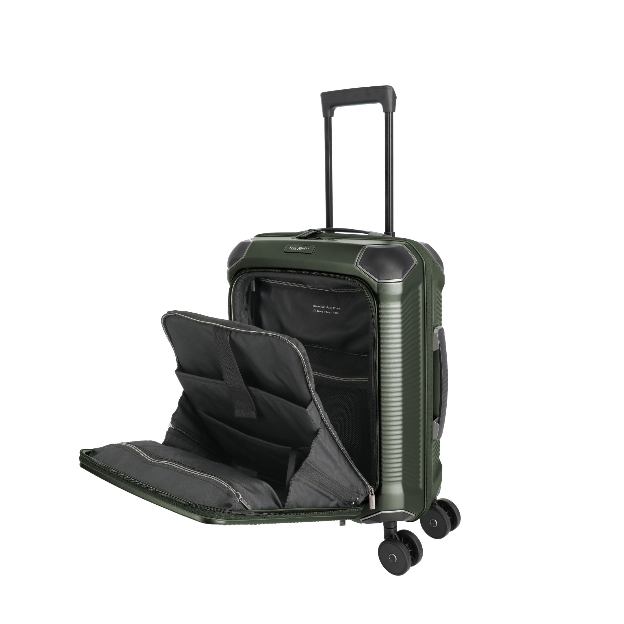 Travelite Millennium Trolley S+ – Kabinväska 55 cm med ytterfack, Pine Green