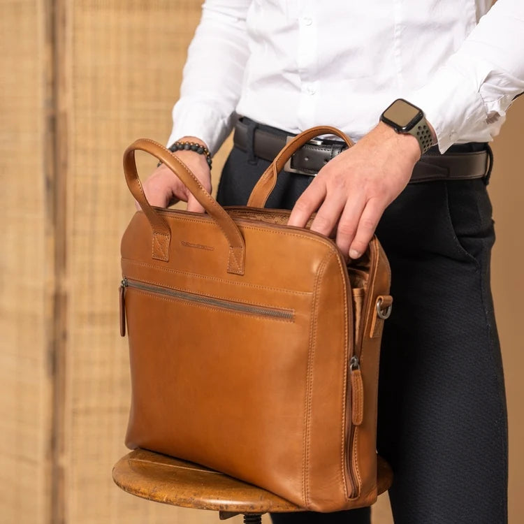 The Chesterfield Brand Levanto Leather Laptop Bag, Cognac
