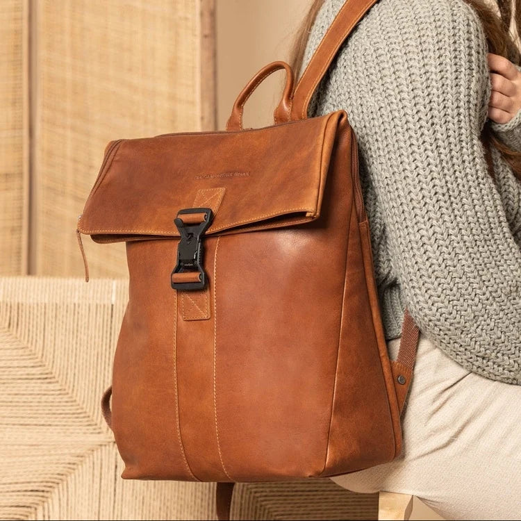 The Chesterfield Brand Savona Leather Laptopryggsäck, Cognac