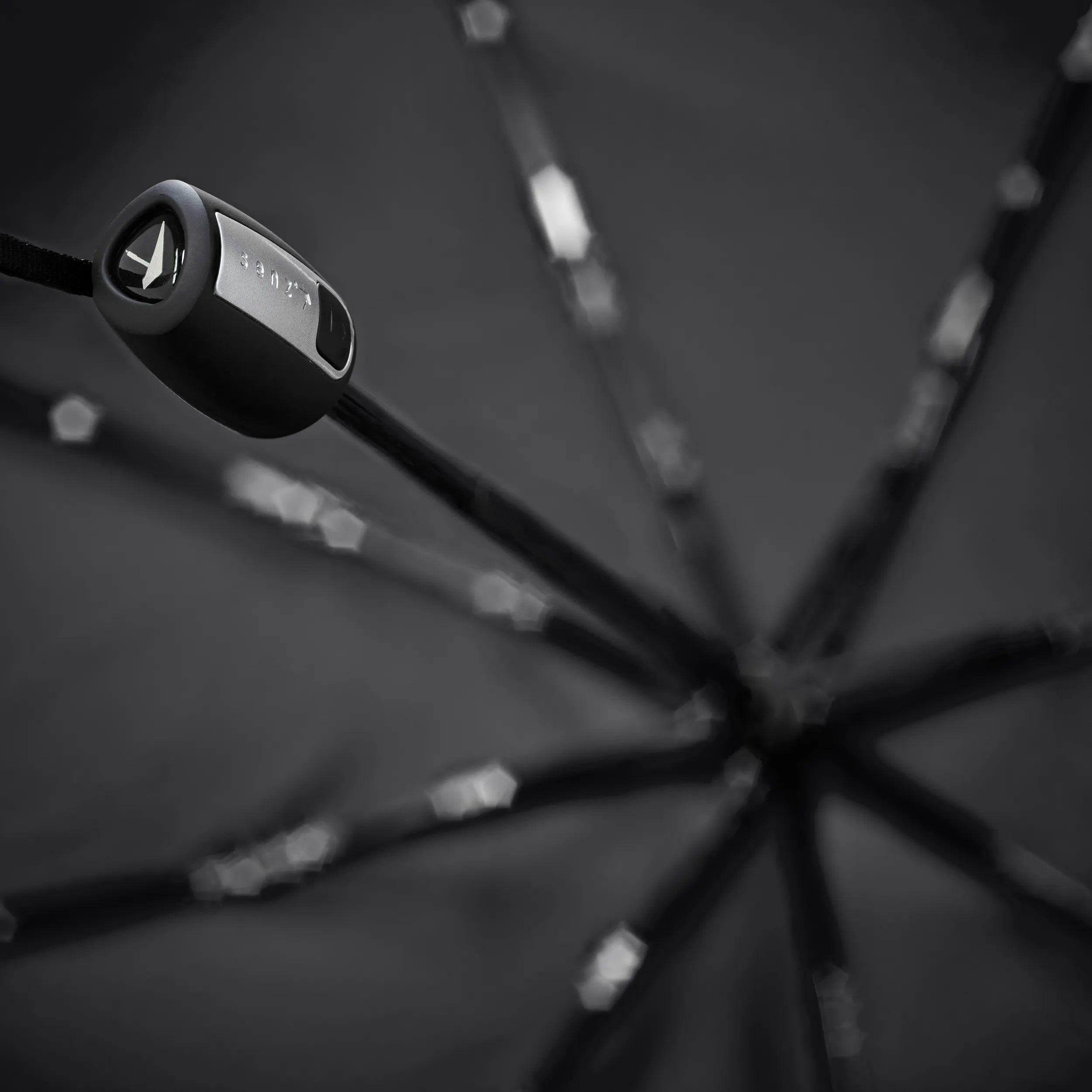 Senz Mini Automatic Foldable Storm Umbrella, Black Reflective