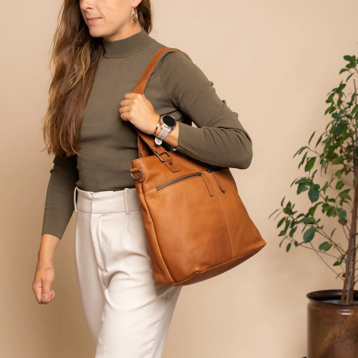 The Chesterfield Brand Rome Leather Axelremsväska, Cognac