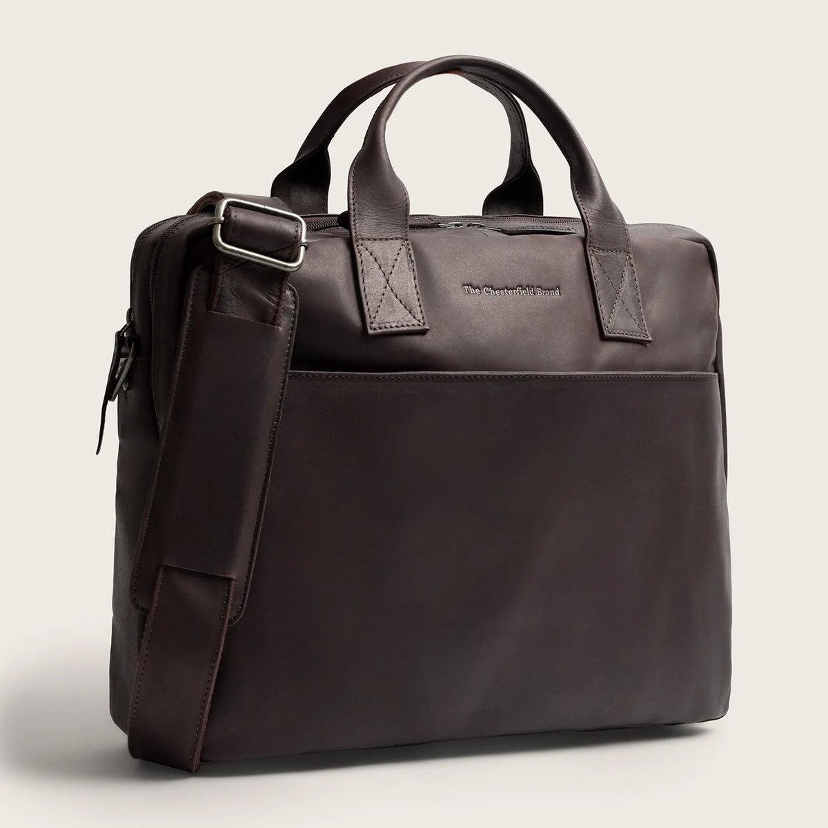 The Chesterfield Brand Frazer Leather Laptop Bag, Brun