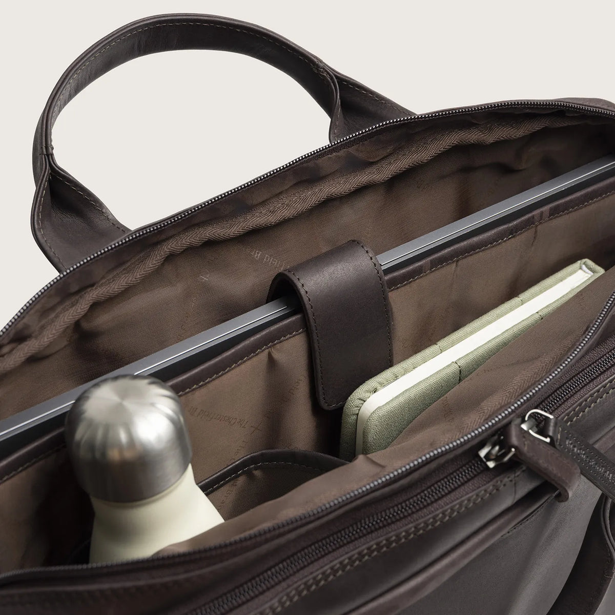 The Chesterfield Brand Frazer Leather Laptop Bag, Brun