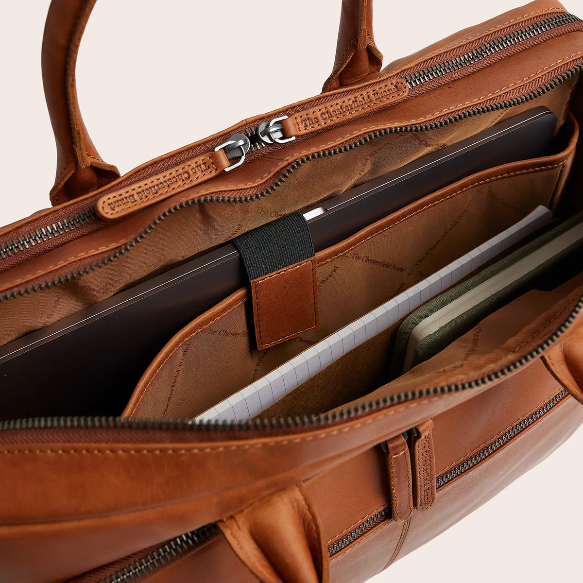 The Chesterfield Brand Tacama Leather Datorväska, Cognac