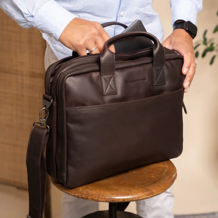 The Chesterfield Brand Frazer Leather Laptop Bag, Brun