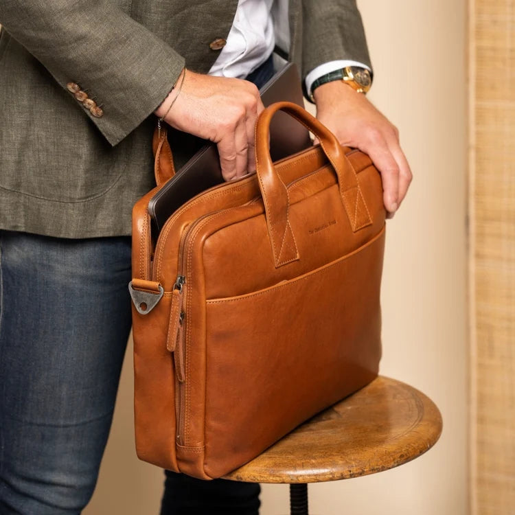 The Chesterfield Brand Frazer Leather Laptop Bag, Cognac