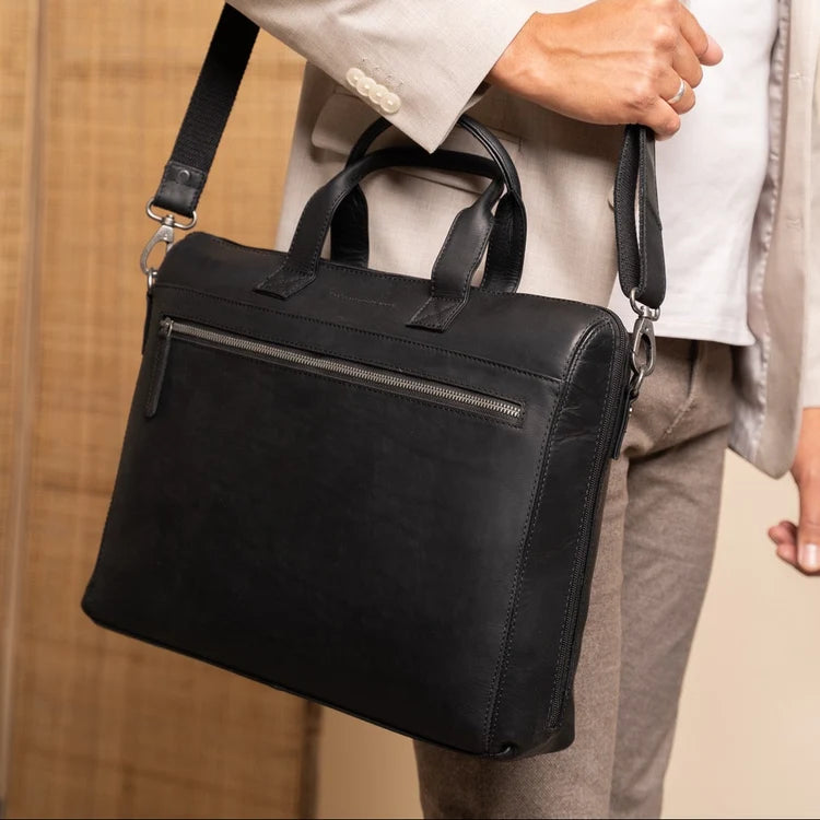 The Chesterfield Brand Levanto Leather Laptop Bag, Svart