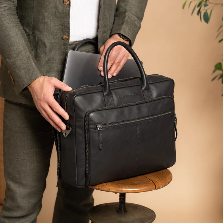 The Chesterfield Brand Tacama Leather Datorväska, Svart