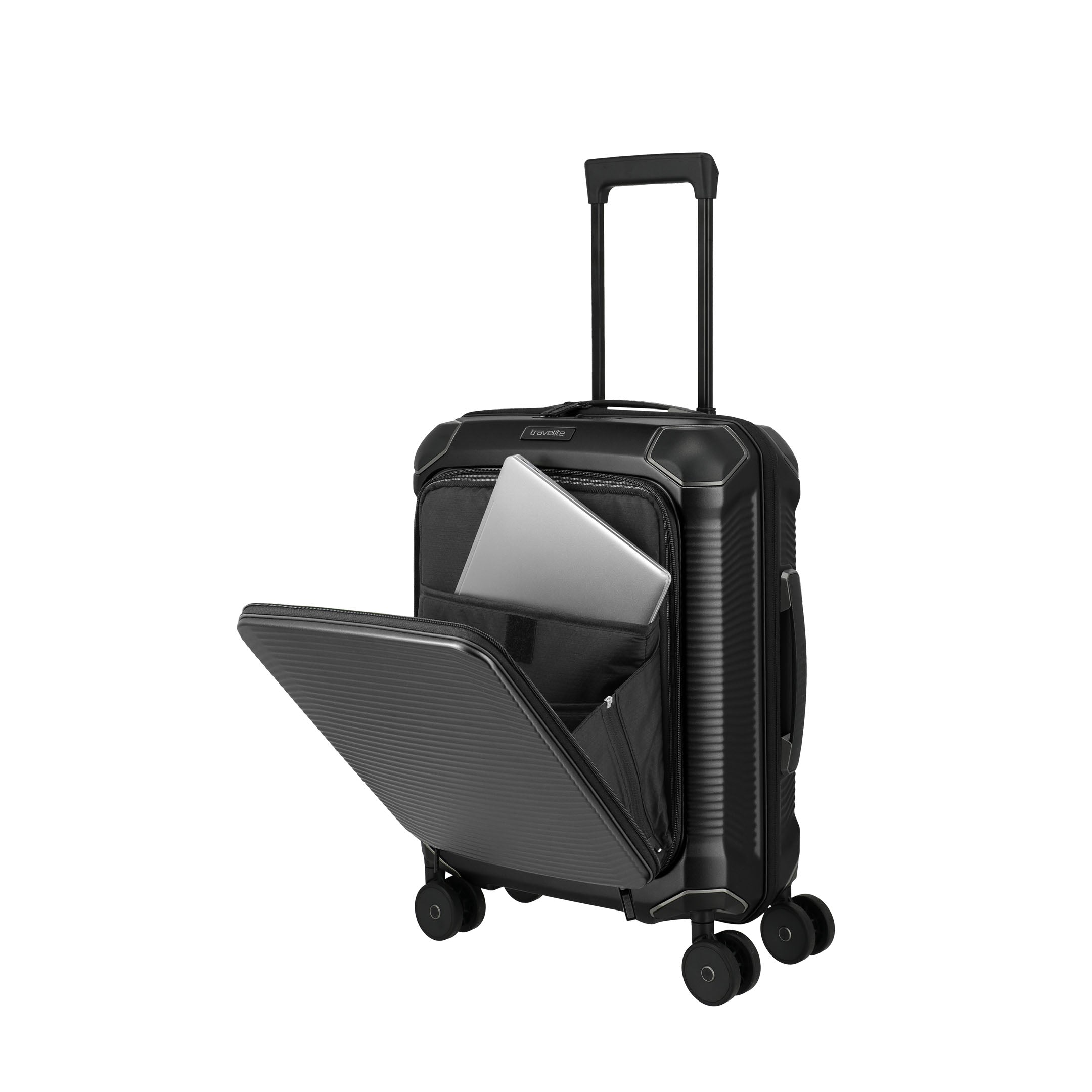 Travelite Millennium Trolley S+ – Kabinväska 55 cm med ytterfack, Black