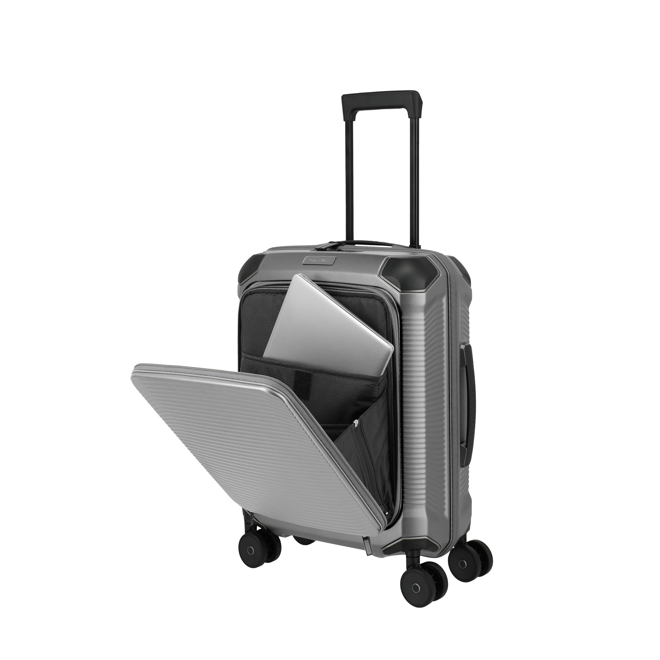 Travelite Millennium Trolley S+ – Kabinväska 55 cm med ytterfack, Silver