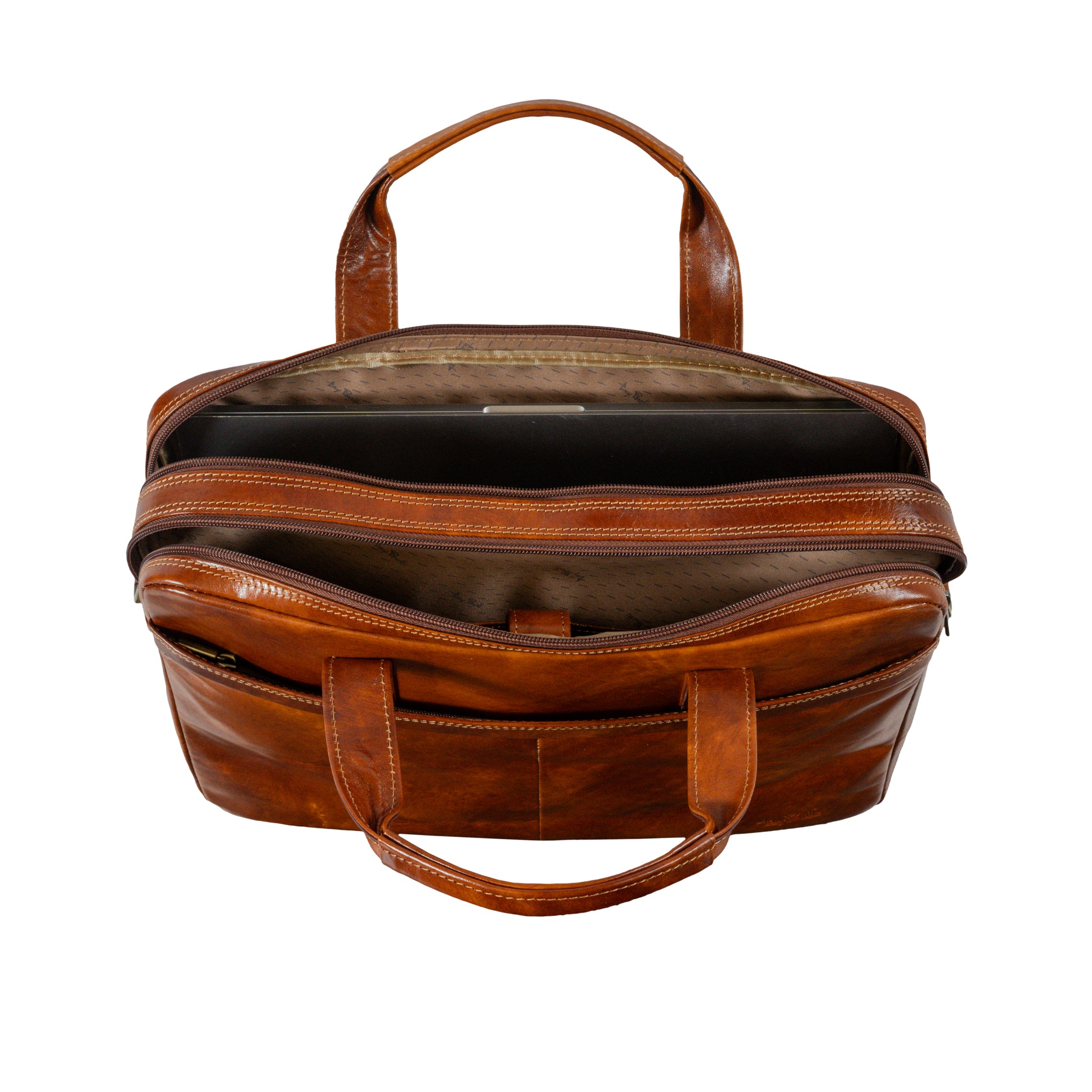 Tony Perotti 2 compartment Laptop Briefcase Van Gogh, Cognac