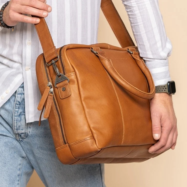 The Chesterfield Brand Boston Leather Laptop Bag, Cognac