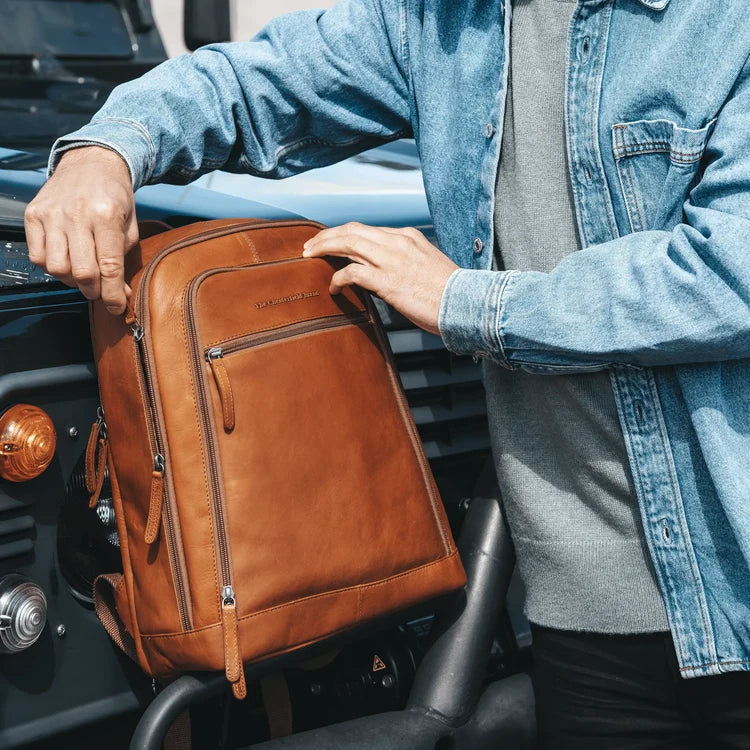 The Chesterfield Brand Detroit Leather Laptopryggsäck, Cognac