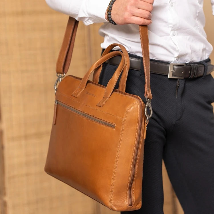The Chesterfield Brand Levanto Leather Laptop Bag, Cognac