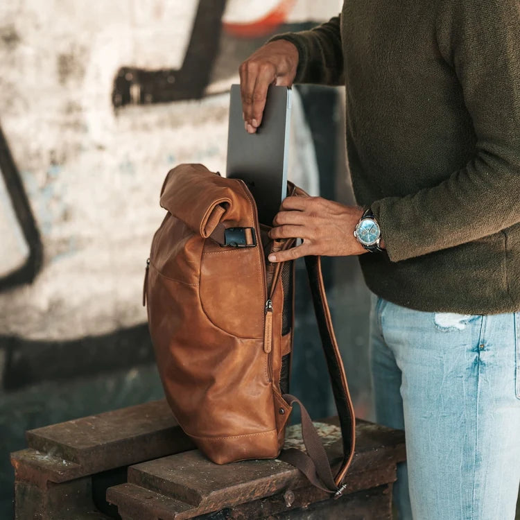 The Chesterfield Brand Liverpool Leather Roll-top Ryggsäck, Cognac